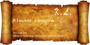 Klecker Levente névjegykártya